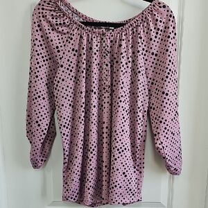 Notations Pink and Black Polka Dot Top